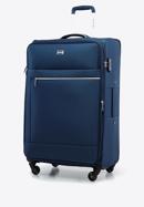 Velký měkký kufr s lesklým zipem na přední straně, tmavě modrá, 56-3S-853-86, Obrázek 4