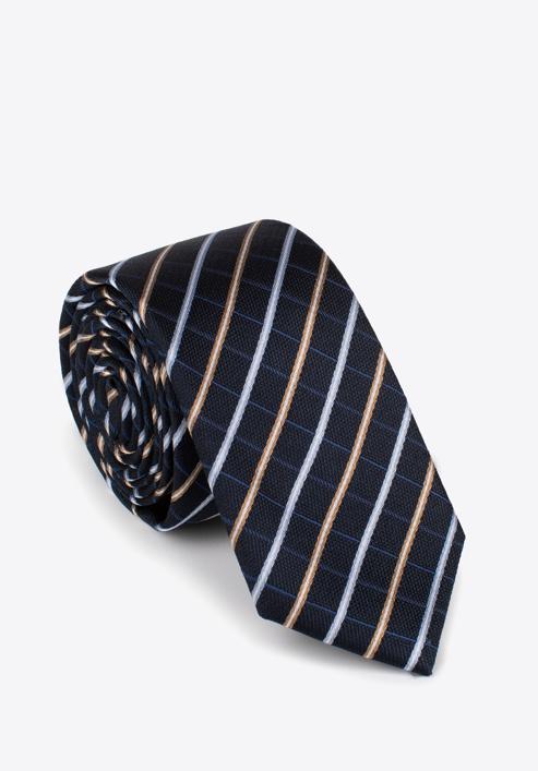 Vzorovaná hedvábná kravata, tmavě modro-béžová, 97-7K-001-X11, Obrázek 1