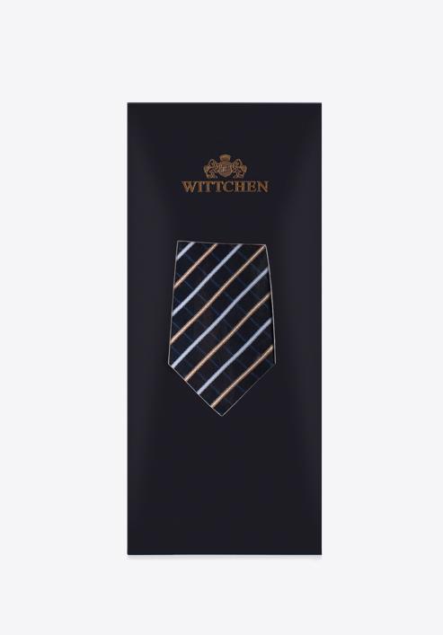 Vzorovaná hedvábná kravata, tmavě modro-béžová, 97-7K-001-X8, Obrázek 3