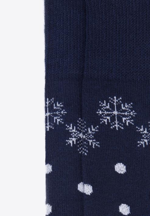 Pánské ponožky se sněhovými vločkami, tmavě modro-bílá, 98-SM-050-X6-43/45, Obrázek 4