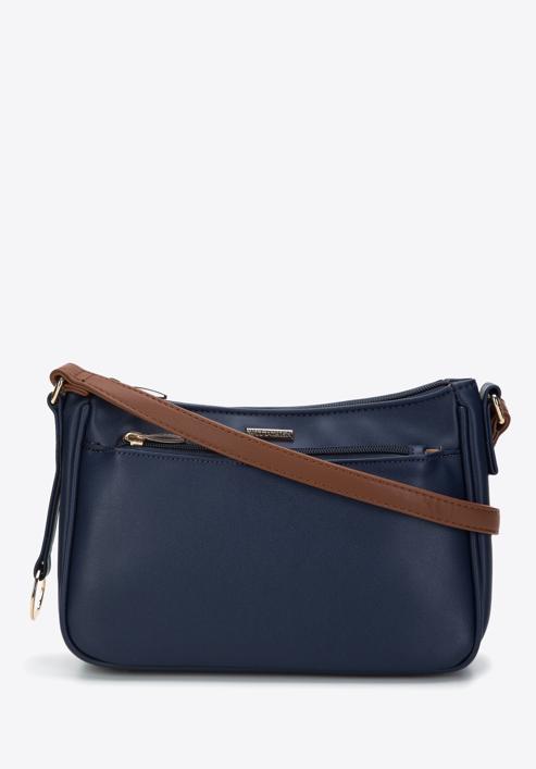 Dámská dvoubarevná kabelka s přední kapsou, tmavě modro-hnědá, 97-4Y-630-9, Obrázek 1