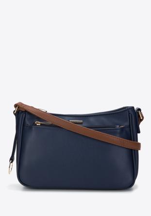 Dámská dvoubarevná kabelka s přední kapsou, tmavě modro-hnědá, 97-4Y-630-N, Obrázek 1