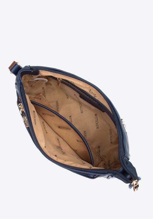 Dámská dvoubarevná kabelka s přední kapsou, tmavě modro-hnědá, 97-4Y-630-9, Obrázek 3