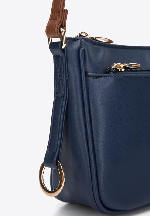 Dámská dvoubarevná kabelka s přední kapsou, tmavě modro-hnědá, 97-4Y-630-9, Obrázek 4