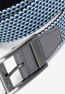 Pánský oboustranný pletený pásek, tmavě modro-modrá, 98-8M-001-3-10, Obrázek 3