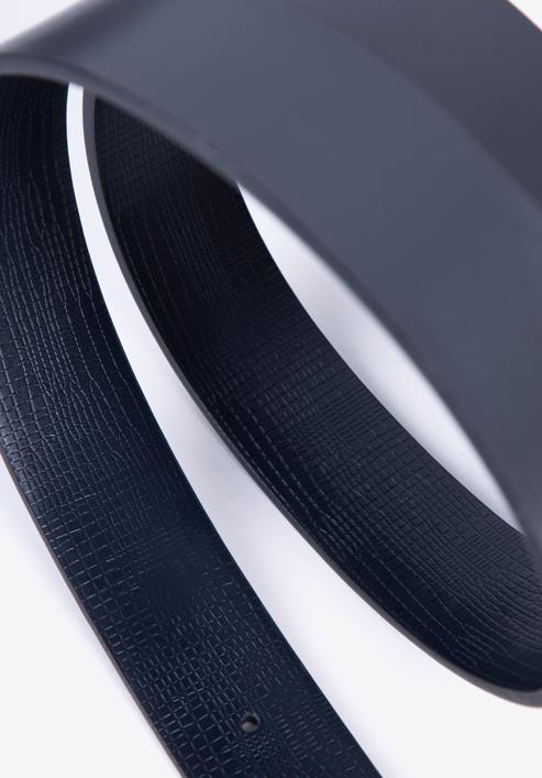Pánský oboustranný embosovaný kožený pásek, tmavě modro-šedá, 98-8M-903-7-12, Obrázek 3
