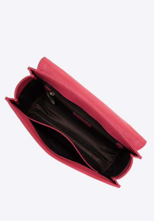 Dámská kožená kabelka s ozdobnou klopou a řetízkem, tmavě růžová, 98-4E-218-P, Obrázek 4
