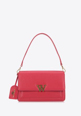 Dámská kožená kabelka s písmenem "W", tmavě růžová, 98-4E-203-P, Obrázek 1