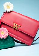 Dámská kožená kabelka s písmenem "W", tmavě růžová, 98-4E-203-6, Obrázek 6