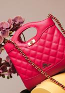 Prošívaná kožená dámská kabelka s řetízkem, tmavě růžová, 98-4E-211-P, Obrázek 35