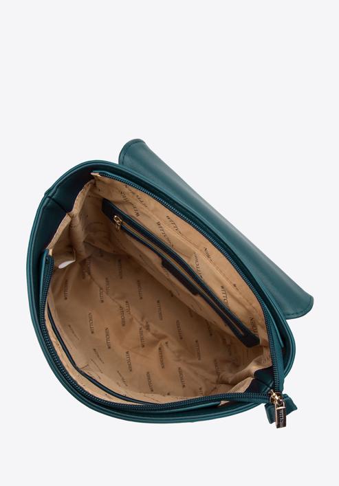 Dámský batoh z ekologické kůže s vykrojenou klopou, tmavě tyrkysová, 97-4Y-602-1, Obrázek 3
