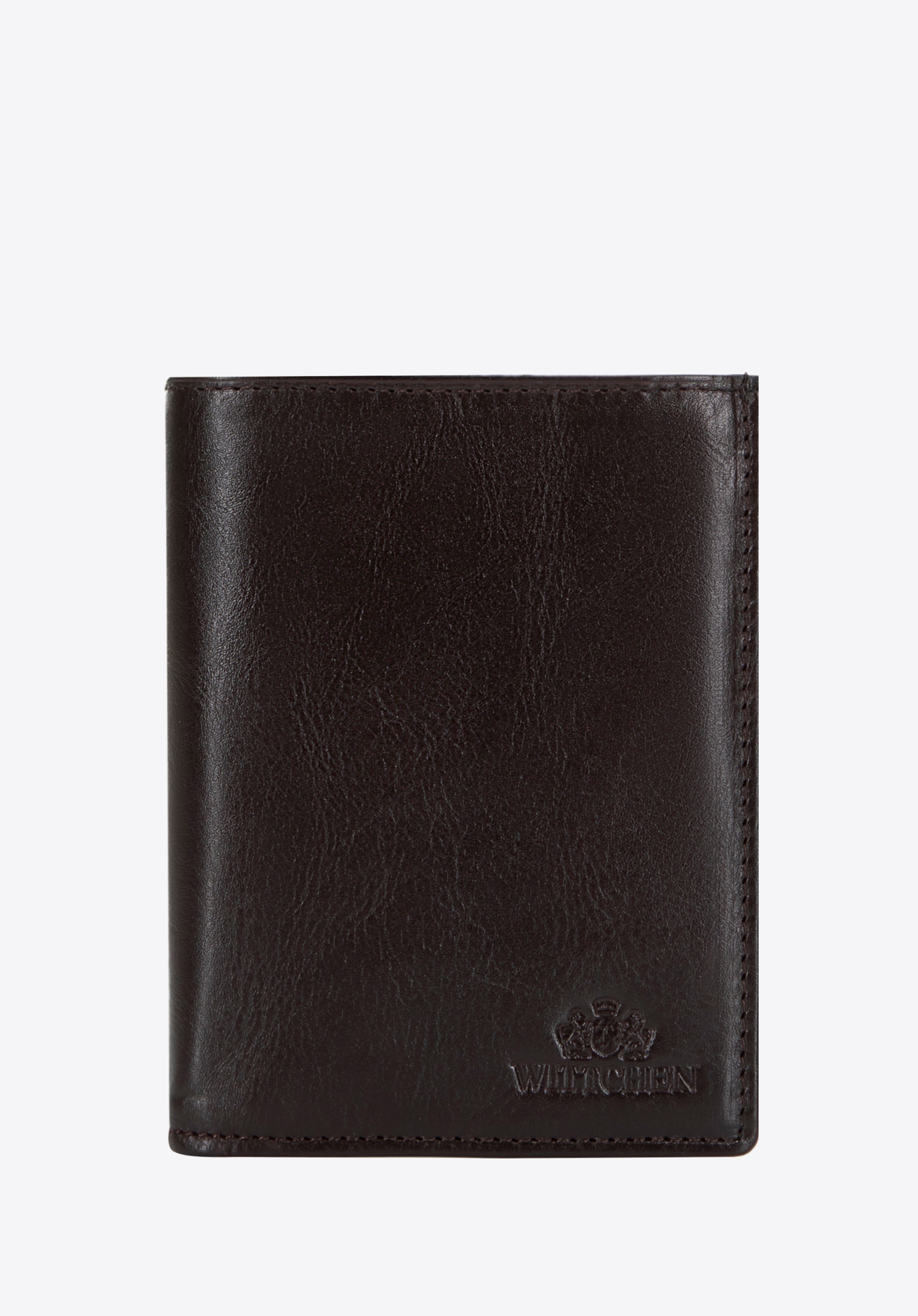 Vertikálna kožená peňaženka pre mužov, tmavohnedá, 21-1-265-L40, Obrázok 1