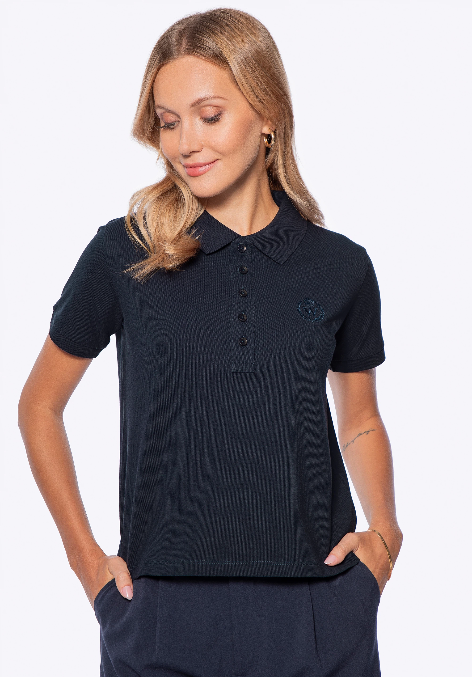 Dámske bavlnené polo tričko, tmavomodrá, D0-99-101-N-S, Obrázok 1