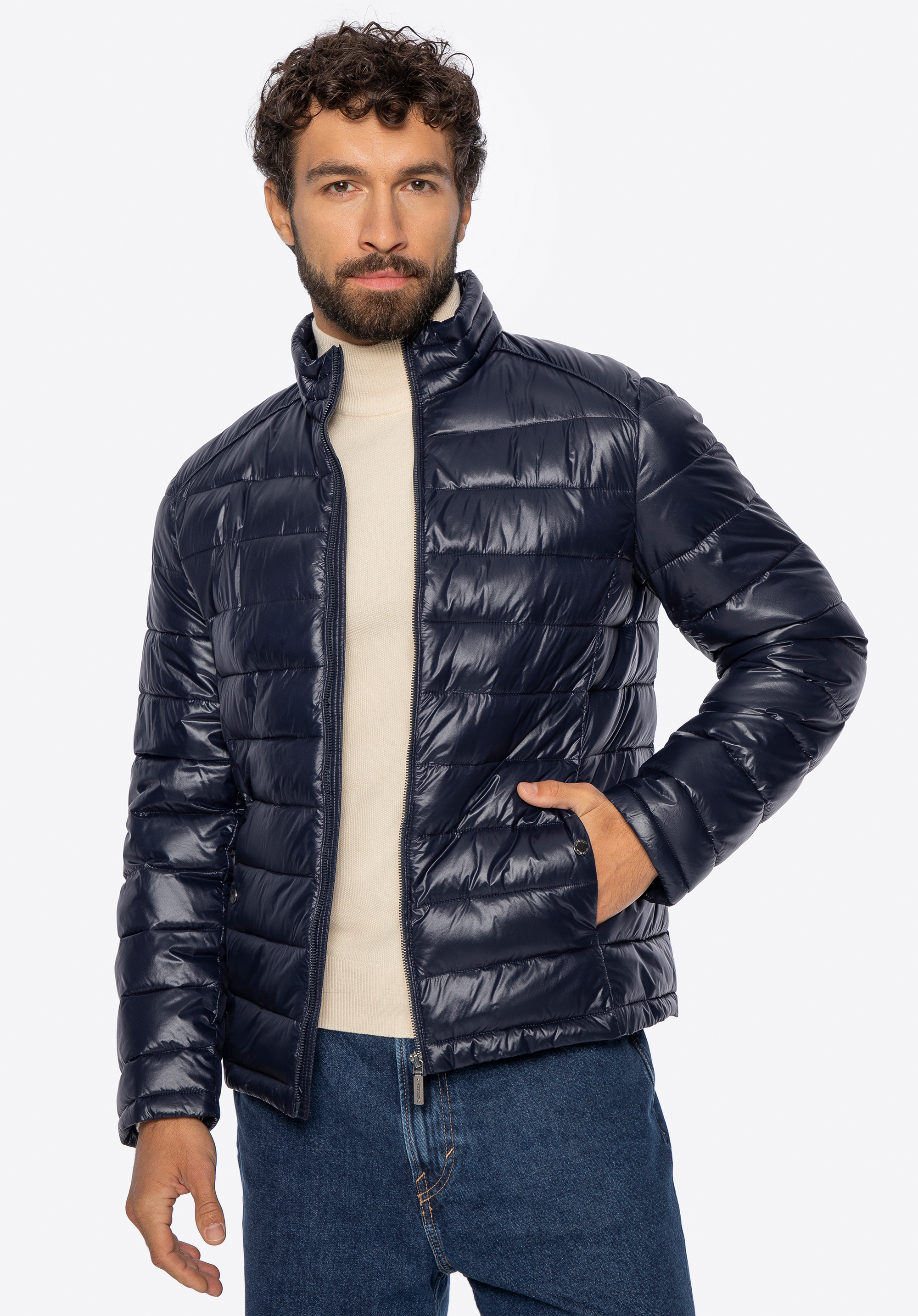 Pánska prešívaná bunda, tmavomodrá, 101-9D-251-1-XL, Obrázok 1