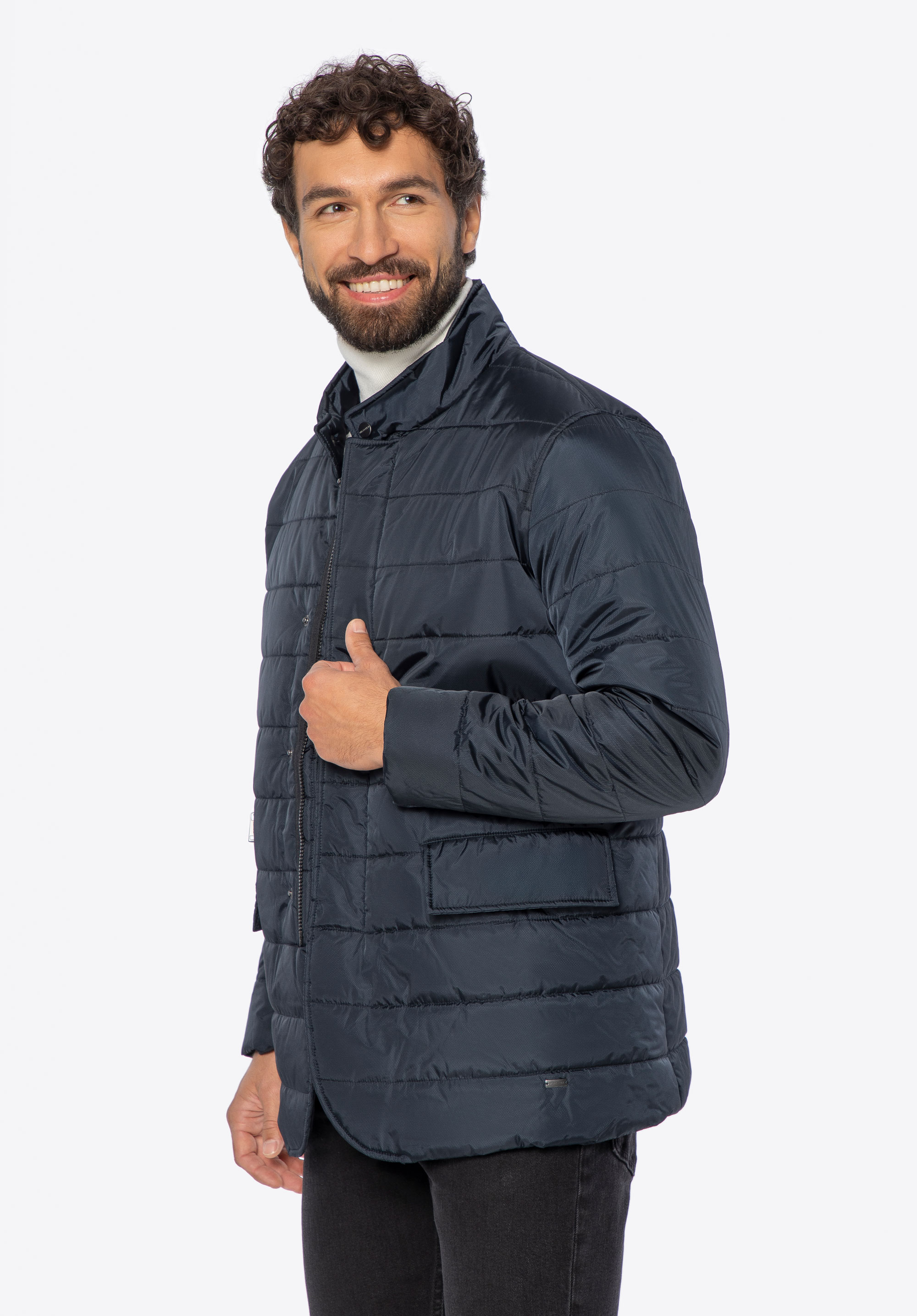 Pánska prešívaná nylonová bunda, tmavomodrá, 97-9D-450-N-XL, Obrázok 1