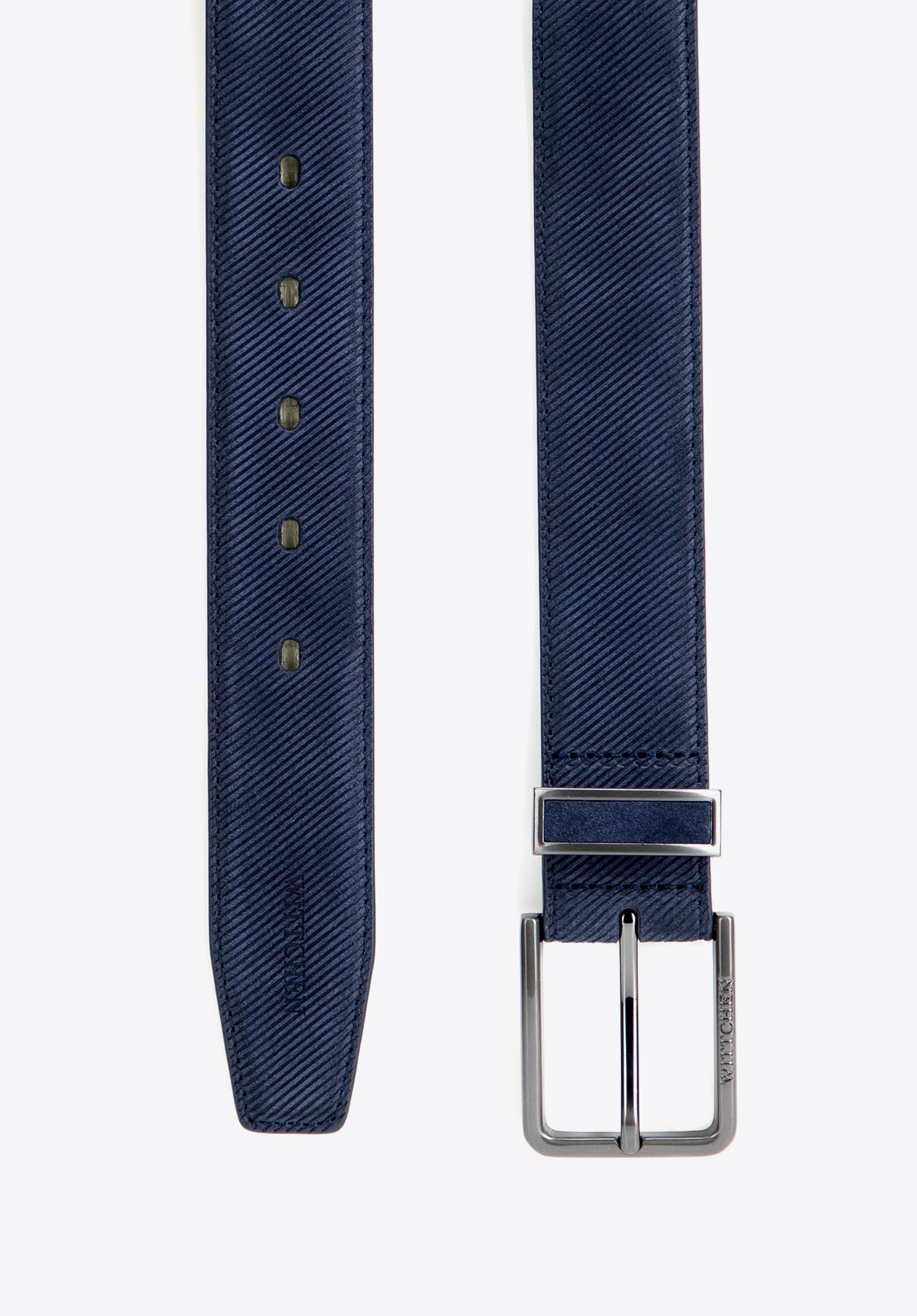 Pánsky elegantný kožený opasok, tmavomodrá, 102-8M-102-N-12, Obrázok 1
