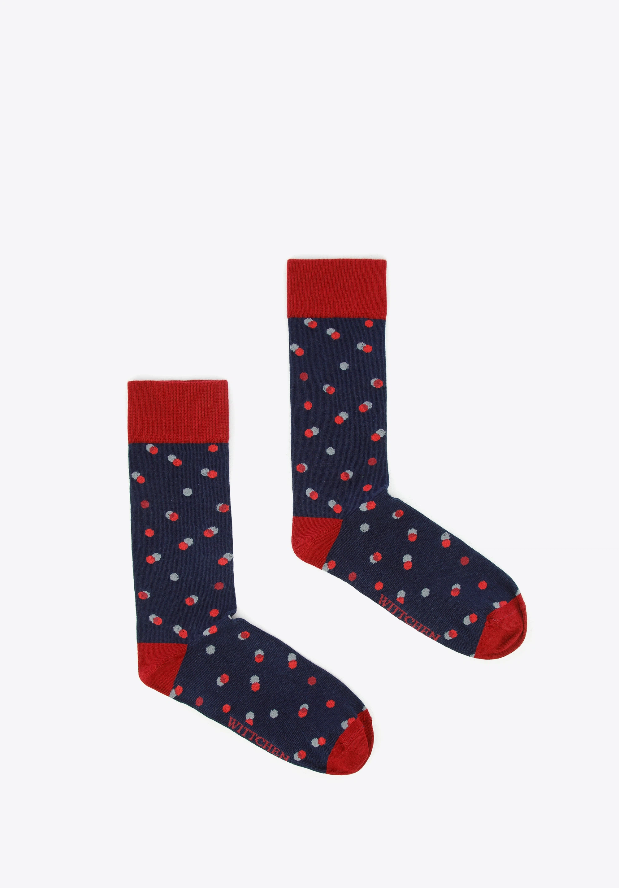 Pánske ponožky s bodkami, tmavomodro-červená, 96-SM-050-X4-40/42, Obrázok 1