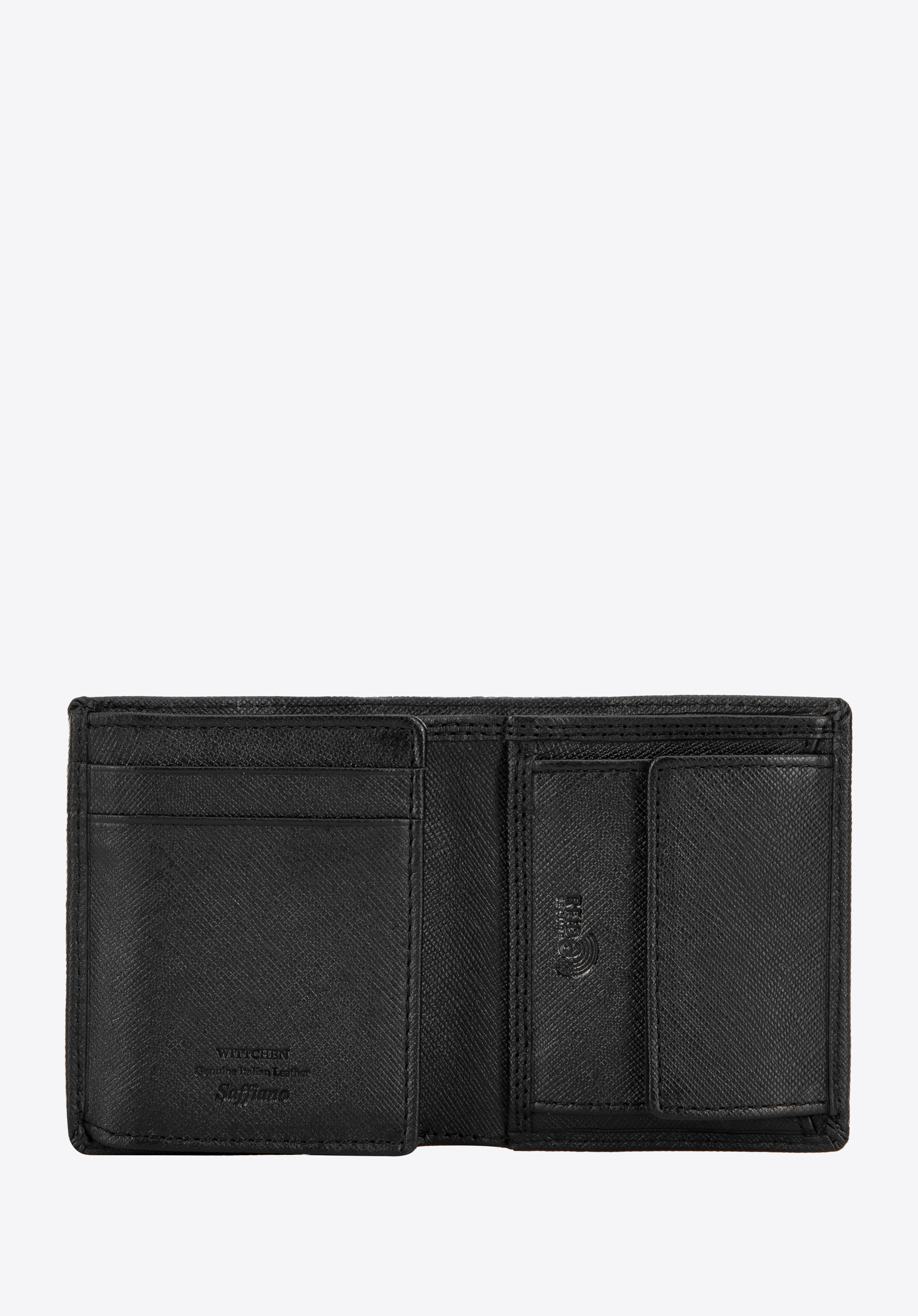 Pánská malá kožená peněženka s texturou saffiano, tmavošedá, 14-1S-047-L1E, Obrázek 1