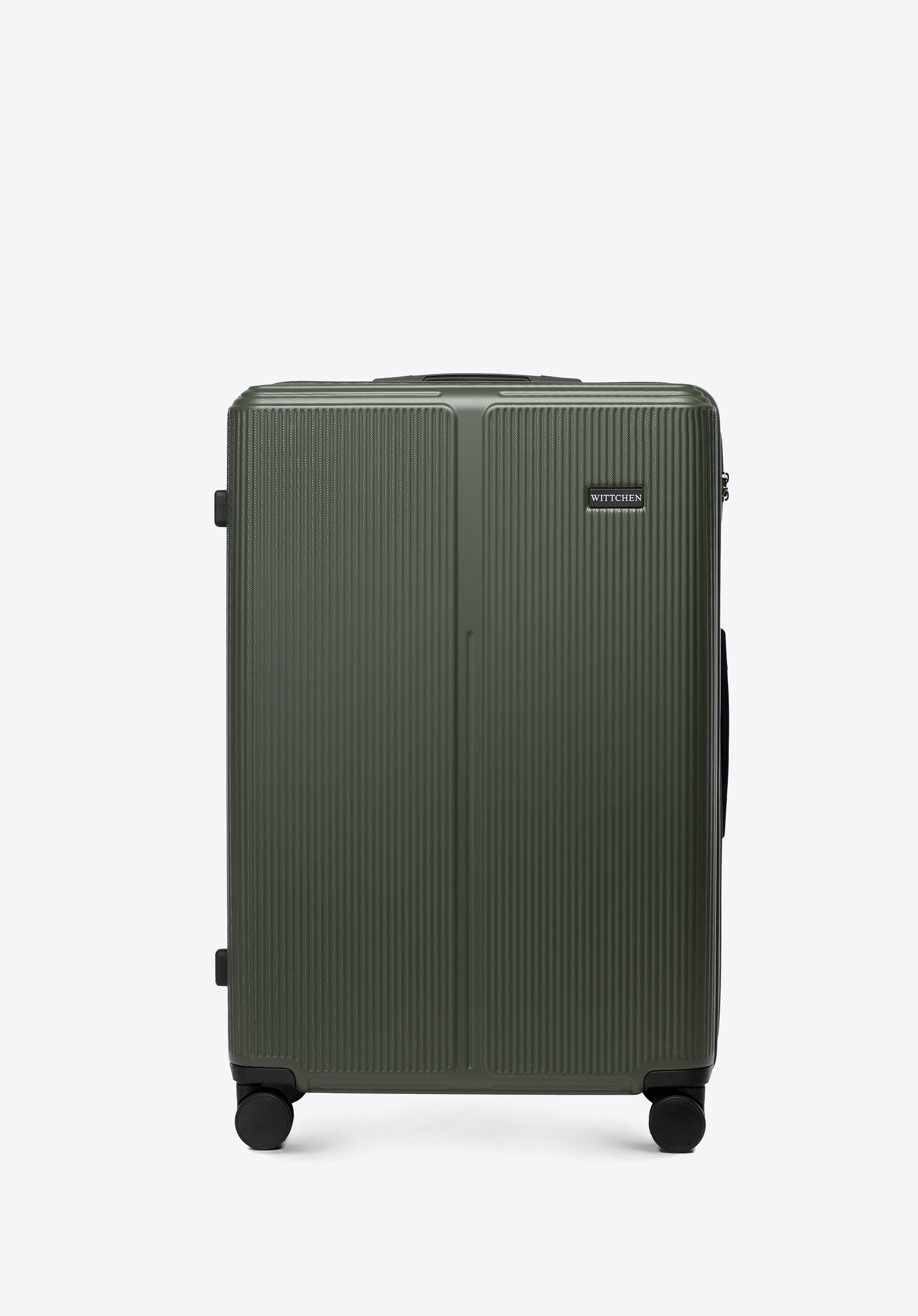 Veľký kufor z ABS materiálu s jemnými pruhmi, kaki, 56-3A-603-30, Obrázok 1