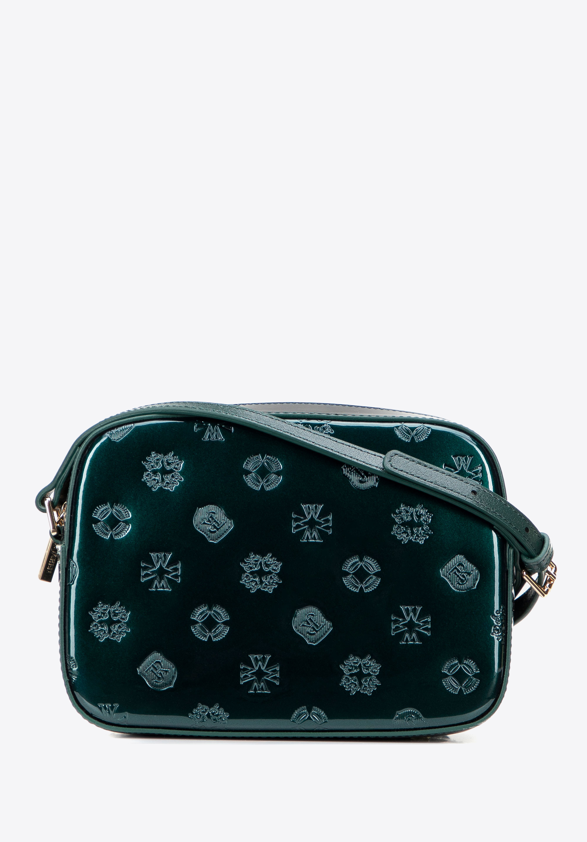 Dámská crossbody kabelka z lakované kůže, tmavozelený, 29-4E-025-Z, Obrázek 1