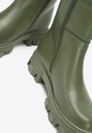 Dámské kožené boty se silnou podrážkou a zapínáním na zip, tmavozelený, 97-D-857-1-37, Obrázek 9