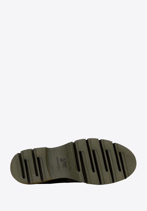 Dámské semišové boty s ozdobným řetízkem na platformě, tmavozelený, 97-D-104-Z-39, Obrázek 6