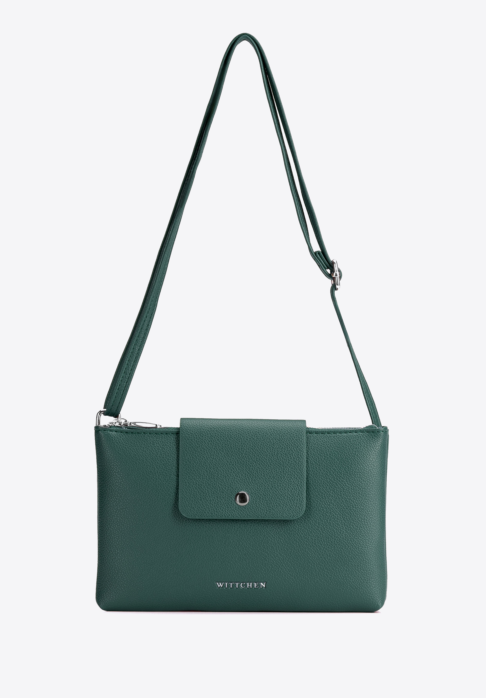 Malá dámská crossbody kabelka se dvěma přihrádkami, tmavozelený, 104-4Y-506-Z, Obrázek 1
