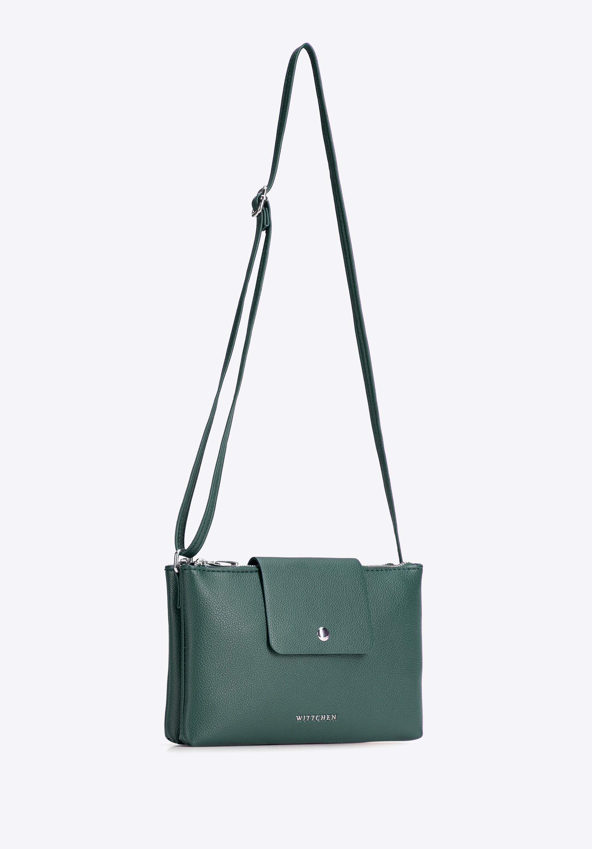 Malá dámská crossbody kabelka se dvěma přihrádkami, tmavozelený, 104-4Y-506-Z, Obrázek 1