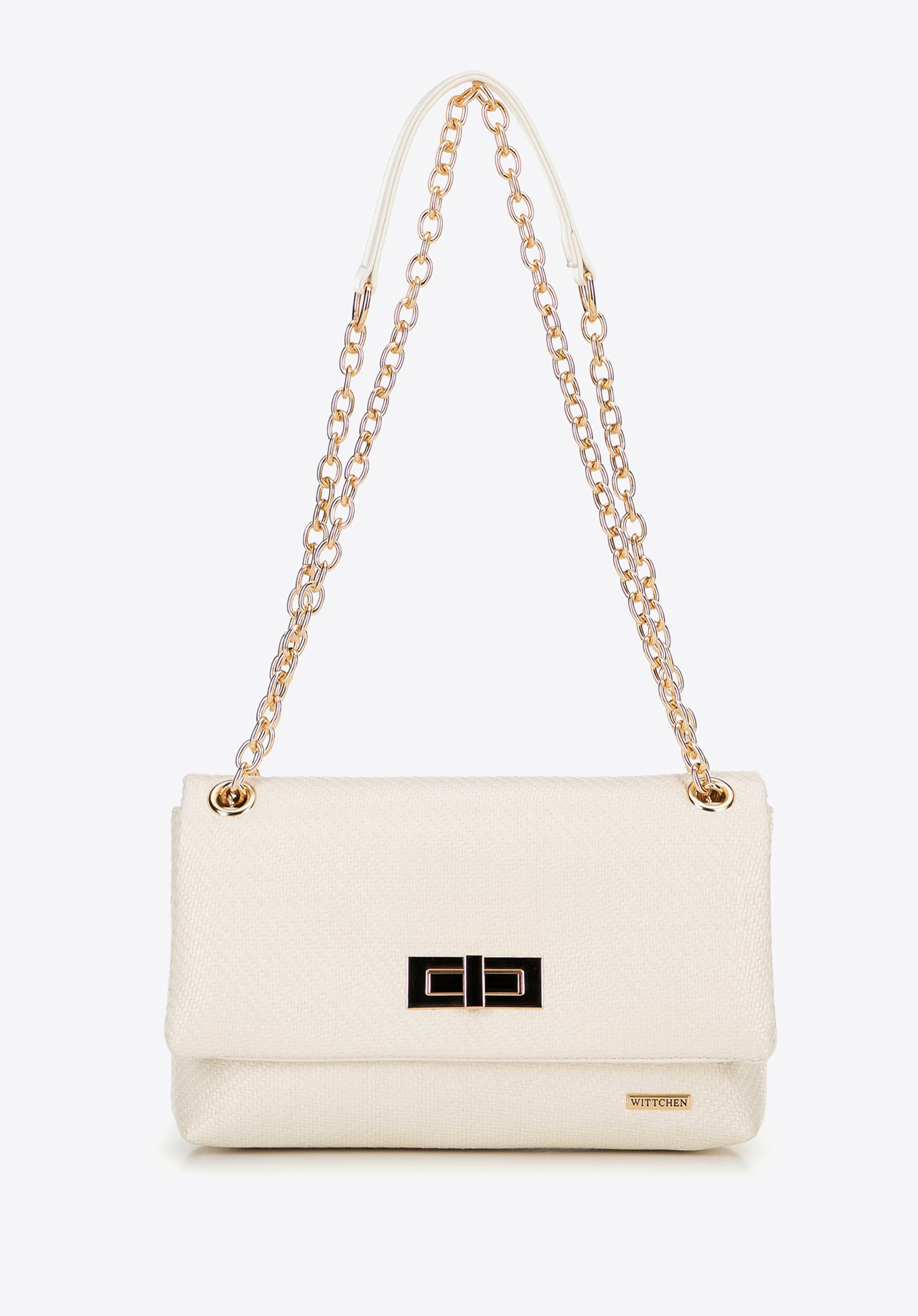 Láncos női crossbody táska, törtfehér, 100-4Y-414-0, Fénykép 1
