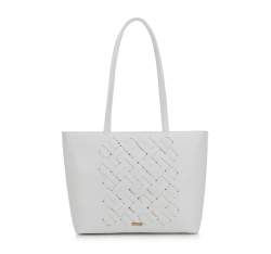 Női ökobőr shopper táska fonott részlettel, törtfehér, 94-4Y-607-0, Fénykép 1