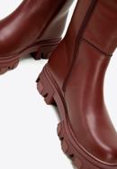 Dámské kožené boty se silnou podrážkou a zapínáním na zip, třešňová, 97-D-857-Z-37, Obrázek 7