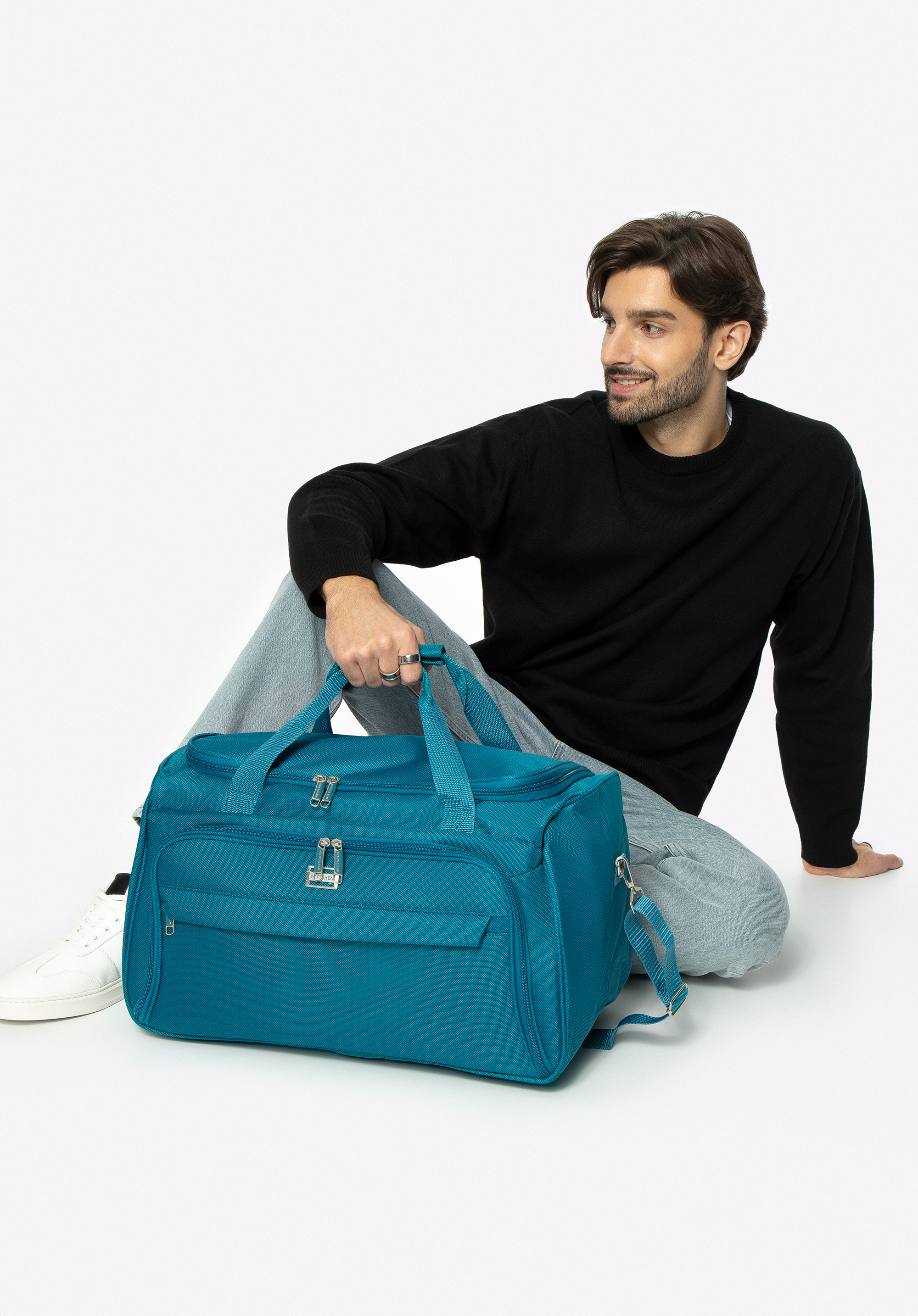 Klassische große Reisetasche, türkis, 56-3S-655-9, Bild 1
