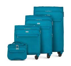 Egyszínű puha bőrönd szett, türkiz, 56-3S-65K-9, Fénykép 1