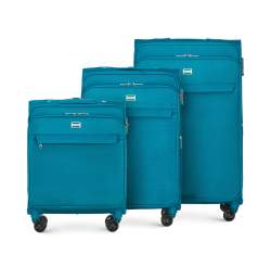 Egyszínű puha bőrönd szett, türkiz, 56-3S-65S-9, Fénykép 1