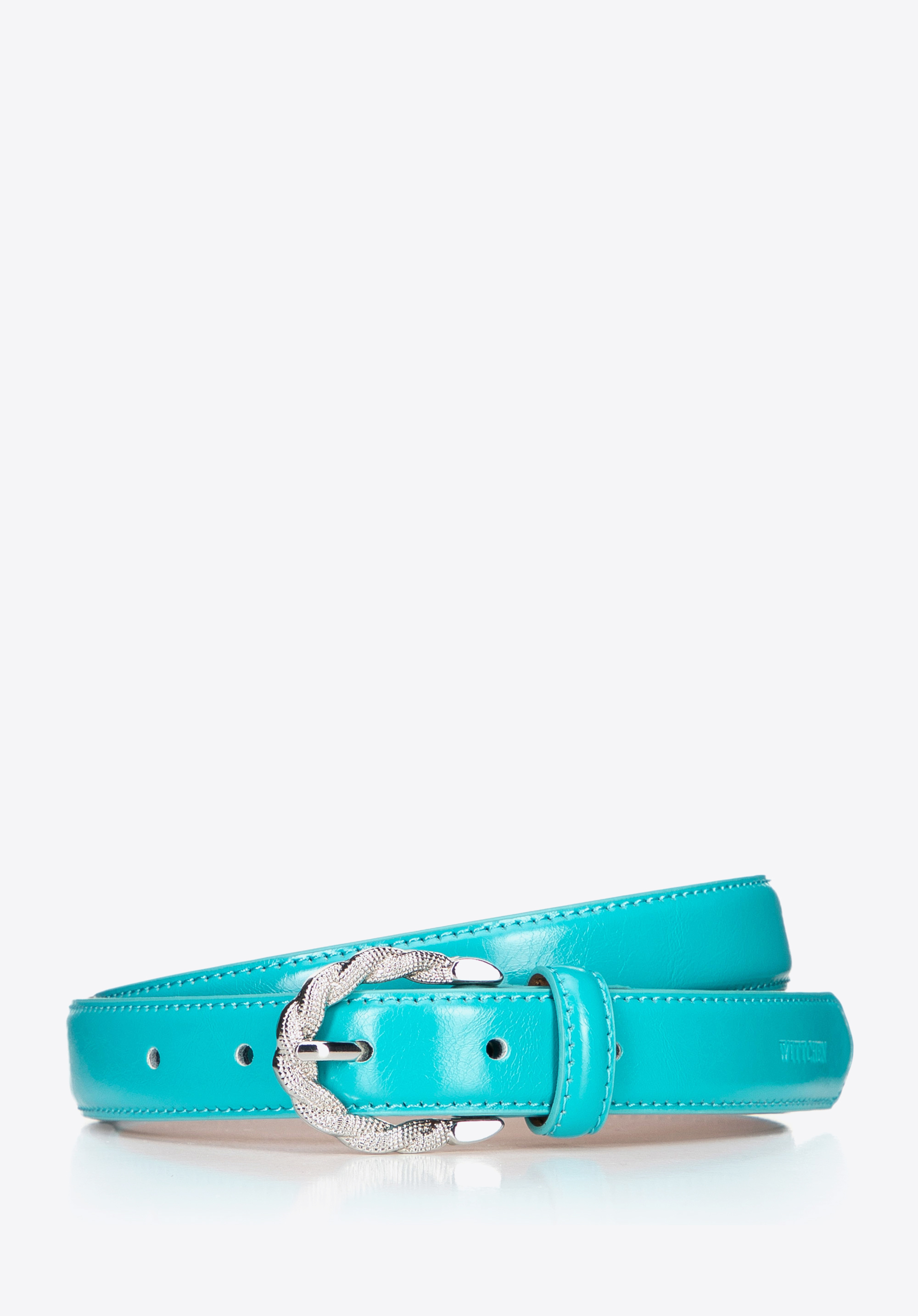 Curea subțire din piele pentru femei, turcoaz, 101-8D-205-7-S, Fotografie 1