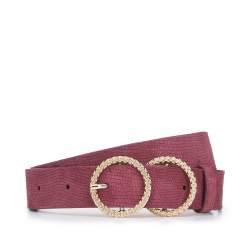 Женский кожаный ремень с кольцами, тусклый розовый, 93-8D-203-3-L, Фотография 1