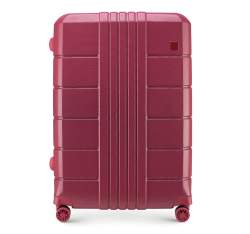Большой чемодан из рельефного поликарбоната, умеренно красный, 56-3P-823-35, Фотография 1