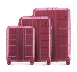Комплект чемоданов  из рельефного поликарбоната, умеренно красный, 56-3P-82S-35, Фотография 1