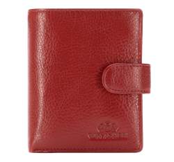 Кожаный кошелек унисекс с застежкой на кнопке, умеренно красный, 21-1-024-L3, Фотография 1