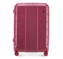 Средний чемодан из рельефного поликарбоната, умеренно красный, 56-3P-822-35, Фотография 1