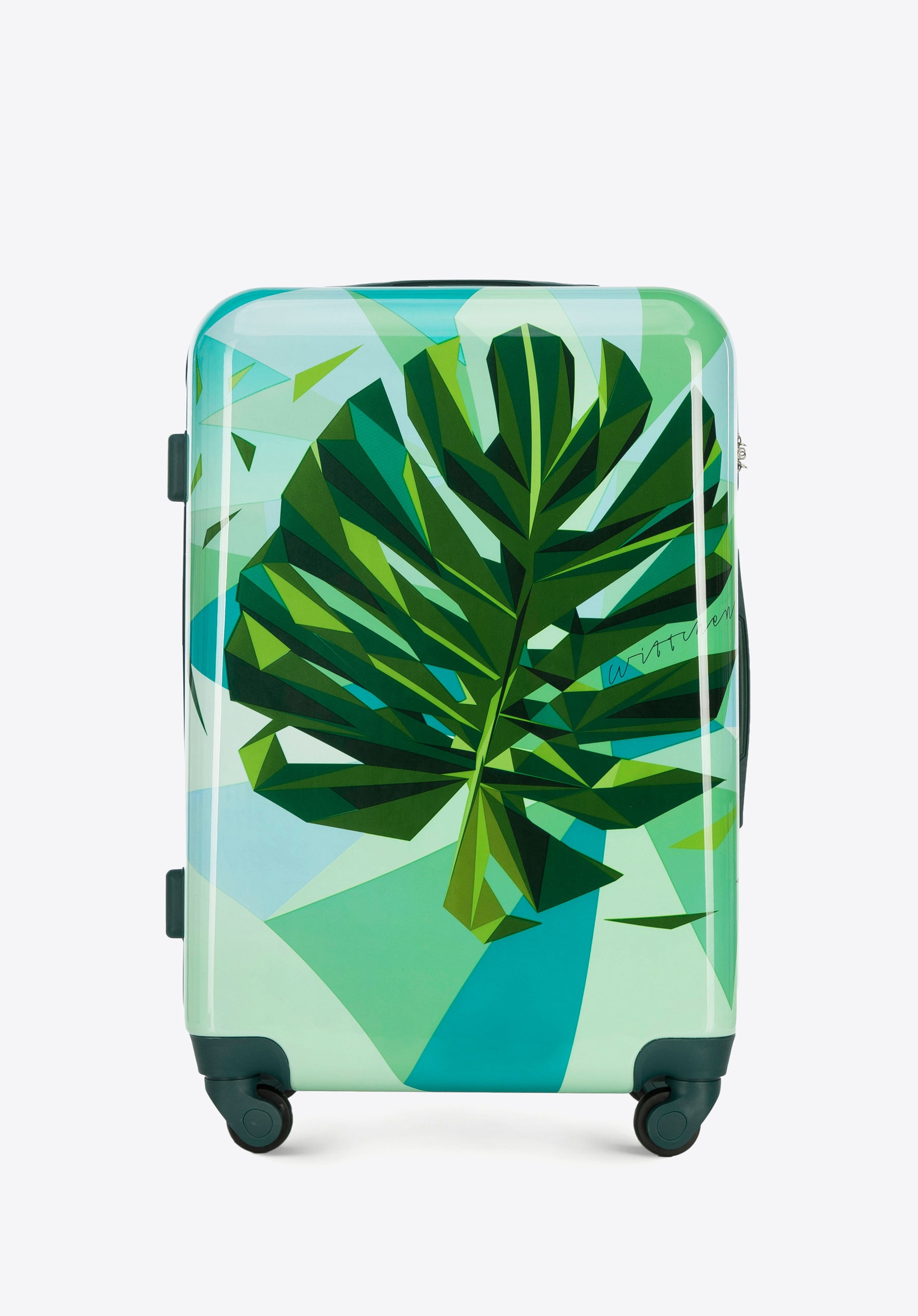 Valiză medie cu ABS și imprimeu, verde - albastru, 56-3A-642-85, Fotografie 1