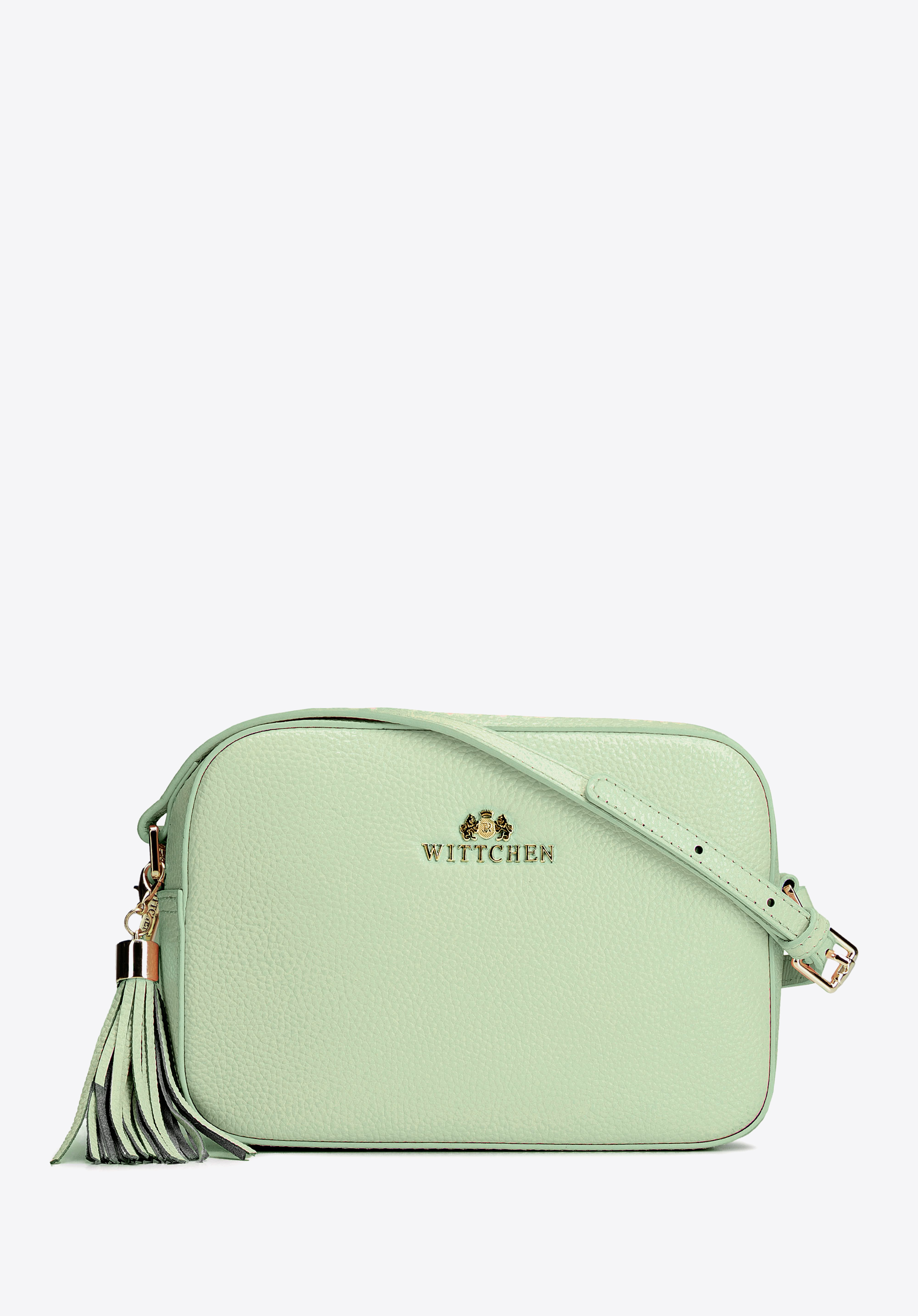 Geantă crossbody din piele în formă de cutie, verde fistic, 29-4E-014-ZZ, Fotografie 1