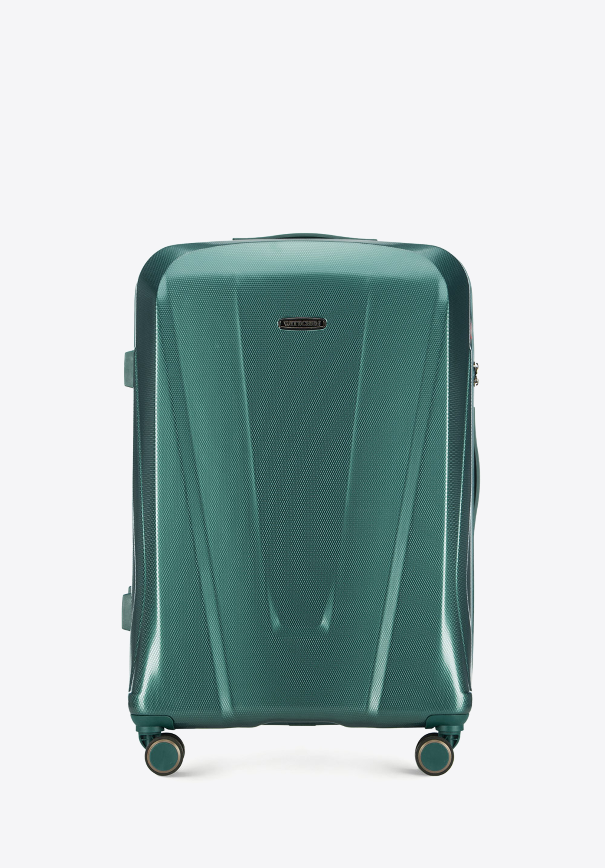 Geamantan mare din policarbonat cu motive geometrice, verde, 56-3P-123-86, Fotografie 1