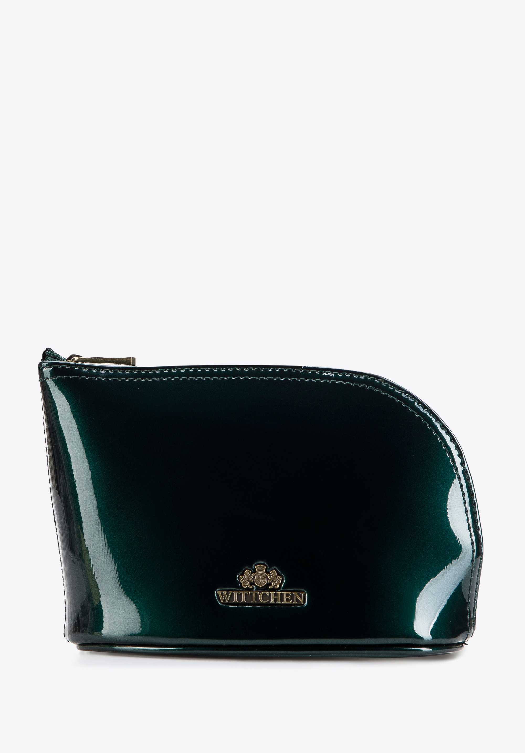 Geantă cosmetică din piele, îndoită, lăcuită, verde, 25-3-275-0, Fotografie 1