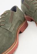 Pantofi bărbați din piele întoarsă cu talpă colorată, verde închis, 94-M-508-5-40, Fotografie 7