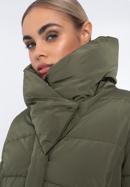 Jachetă în puf pentru femei cu curea și guler înalt, verde, 97-9D-400-N-S, Fotografie 5