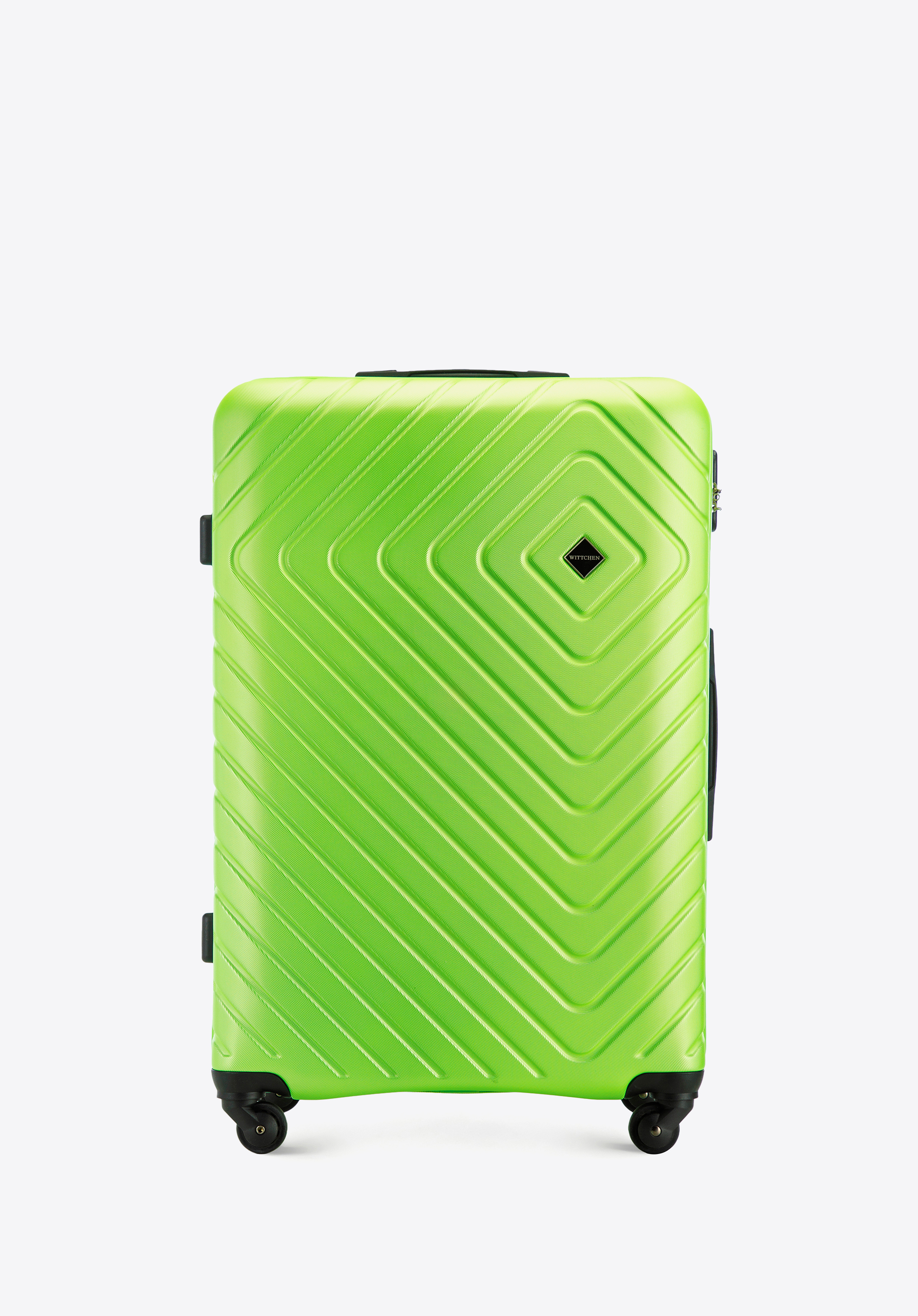Geamantan mare din ABS cu model geometric ștanțat, verde limetă, 56-3A-753-86, Fotografie 1