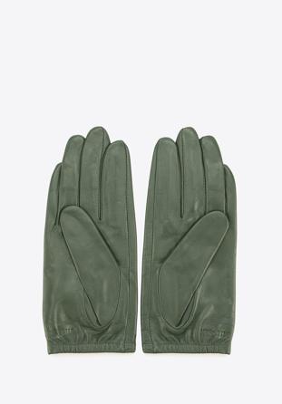 Mănuși de damă din piele cu un trandafir embosat, verde, 45-6-523-Z-S, Fotografie 1
