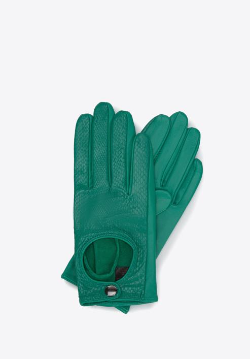 Mănuși de damă din piele de mașină, clasice, verde, 46-6A-002-1-M, Fotografie 1