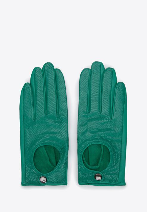 Mănuși de damă din piele de mașină, clasice, verde, 46-6A-002-1-S, Fotografie 2